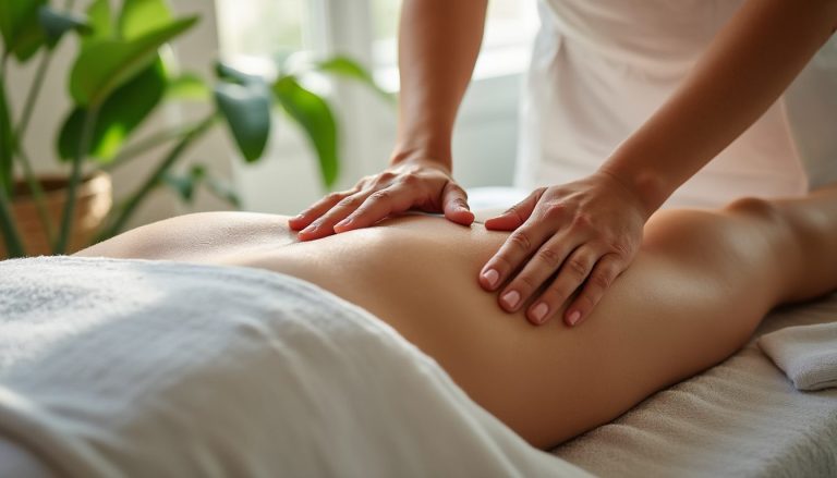 Séance de drainage lymphatique des jambes en cabinet de bien-être