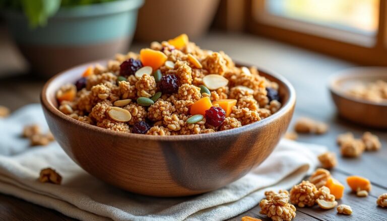 découvrez comment préparer un délicieux granola maison, croustillant et sain, à personnaliser selon vos envies ! facile à réaliser, parfait pour le petit-déjeuner ou une pause gourmande.